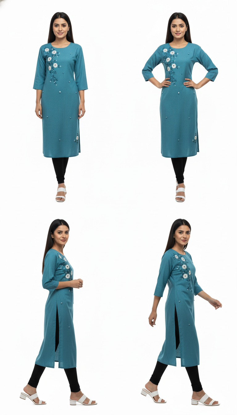 Embroidered Straight Kurti for Women