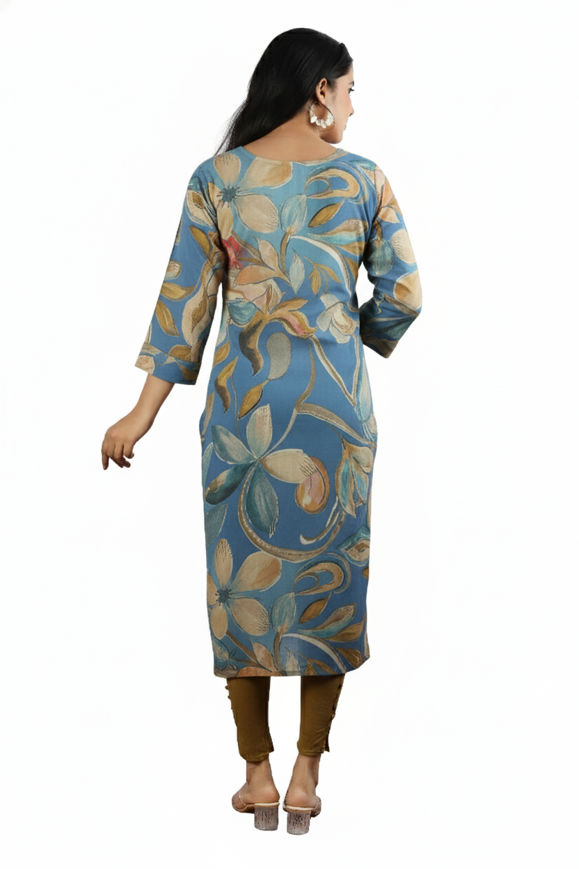 Floral Printed Straight Kurti for Women