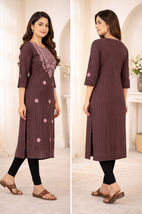 Embroidered Straight Kurti for Women