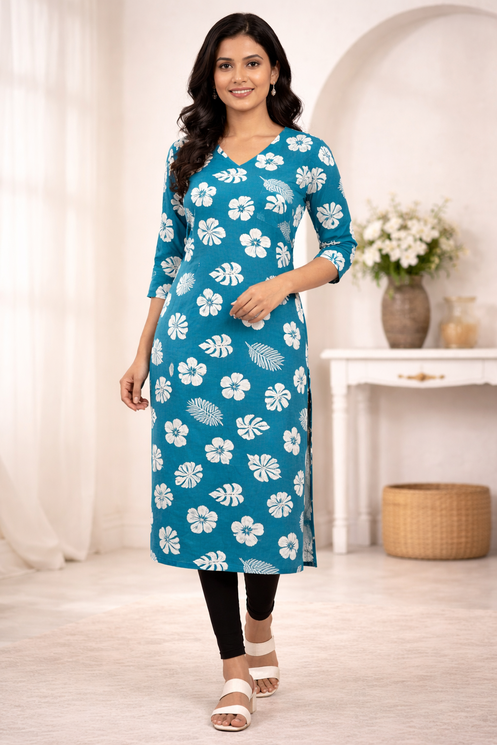 Floral Printed Straight Kurti for Women